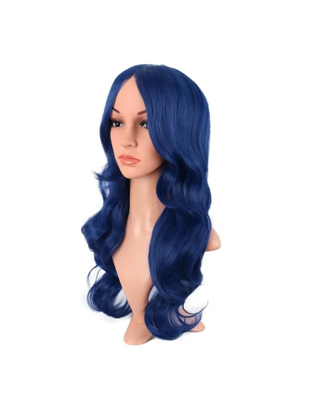 Women's Mixed Blue 24 Inch Synthetic Modern Long Wavy Side Bangs Wigs